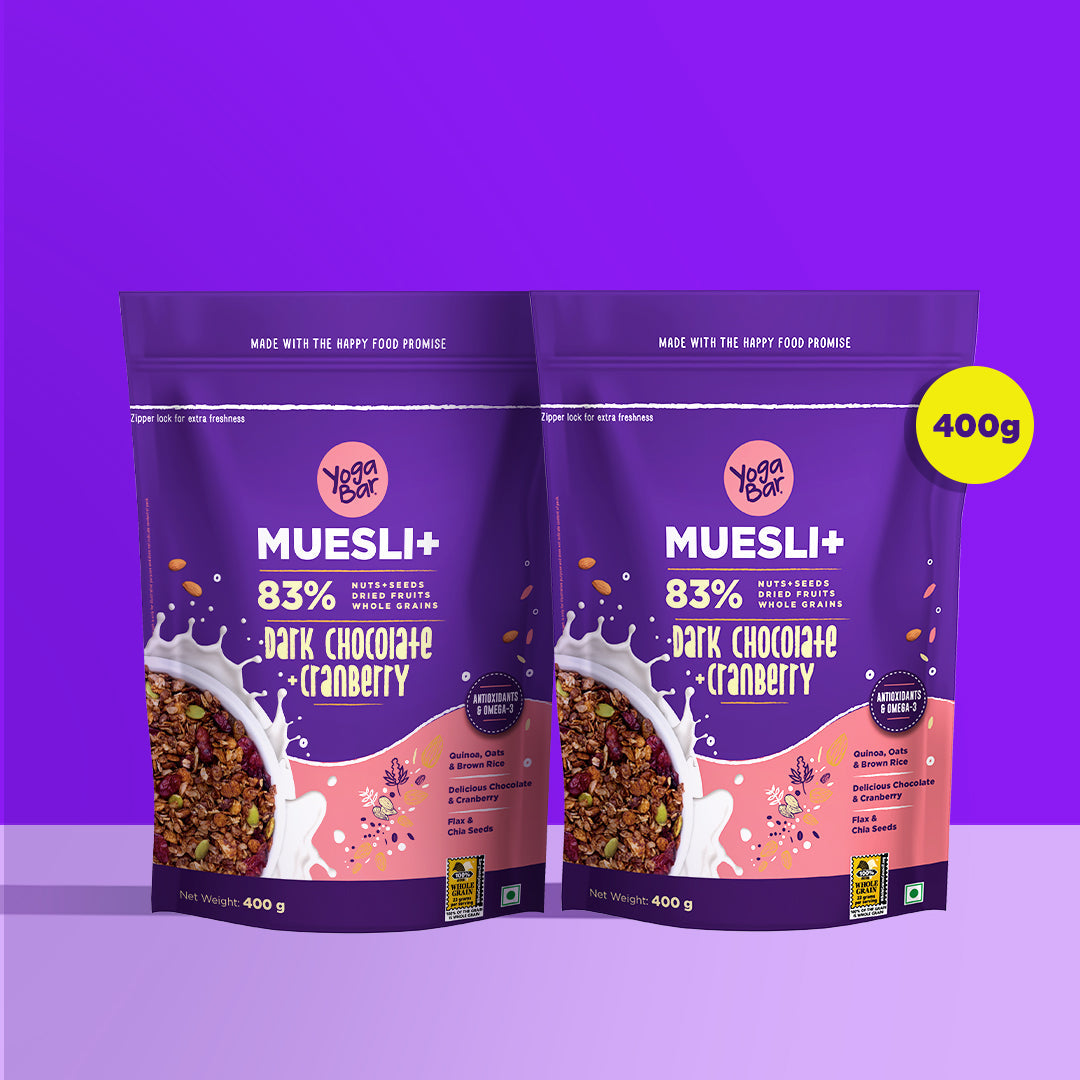 Combo of 2 - Dark Chocolate + Cranberries Wholegrain Muesli - 2 X 400g