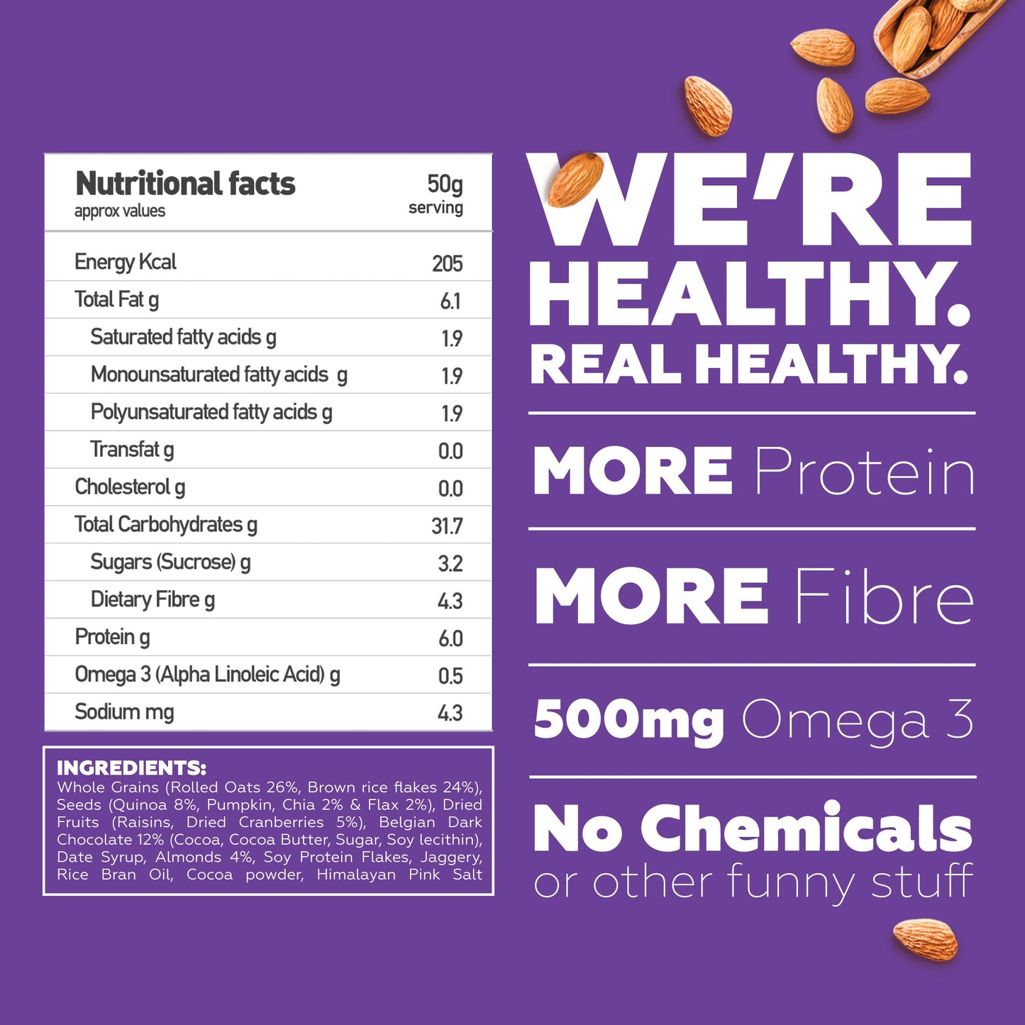 Combo of 2 - Almond + Quinoa & Dark Chocolate + Cranberries Wholegrain Muesli (2 *400g)