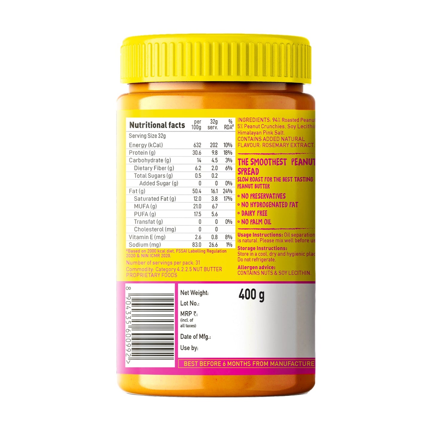 Crunchy Peanut Butter (Unsweetened), 400g