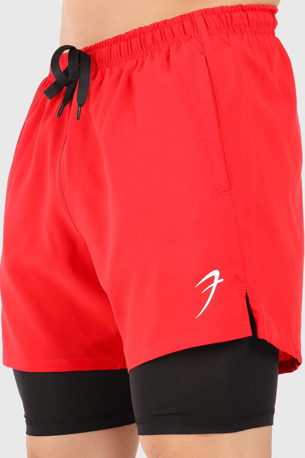 2 in 1 5" Compression Shorts Red