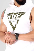 Crest Sleeveless Hoodie White