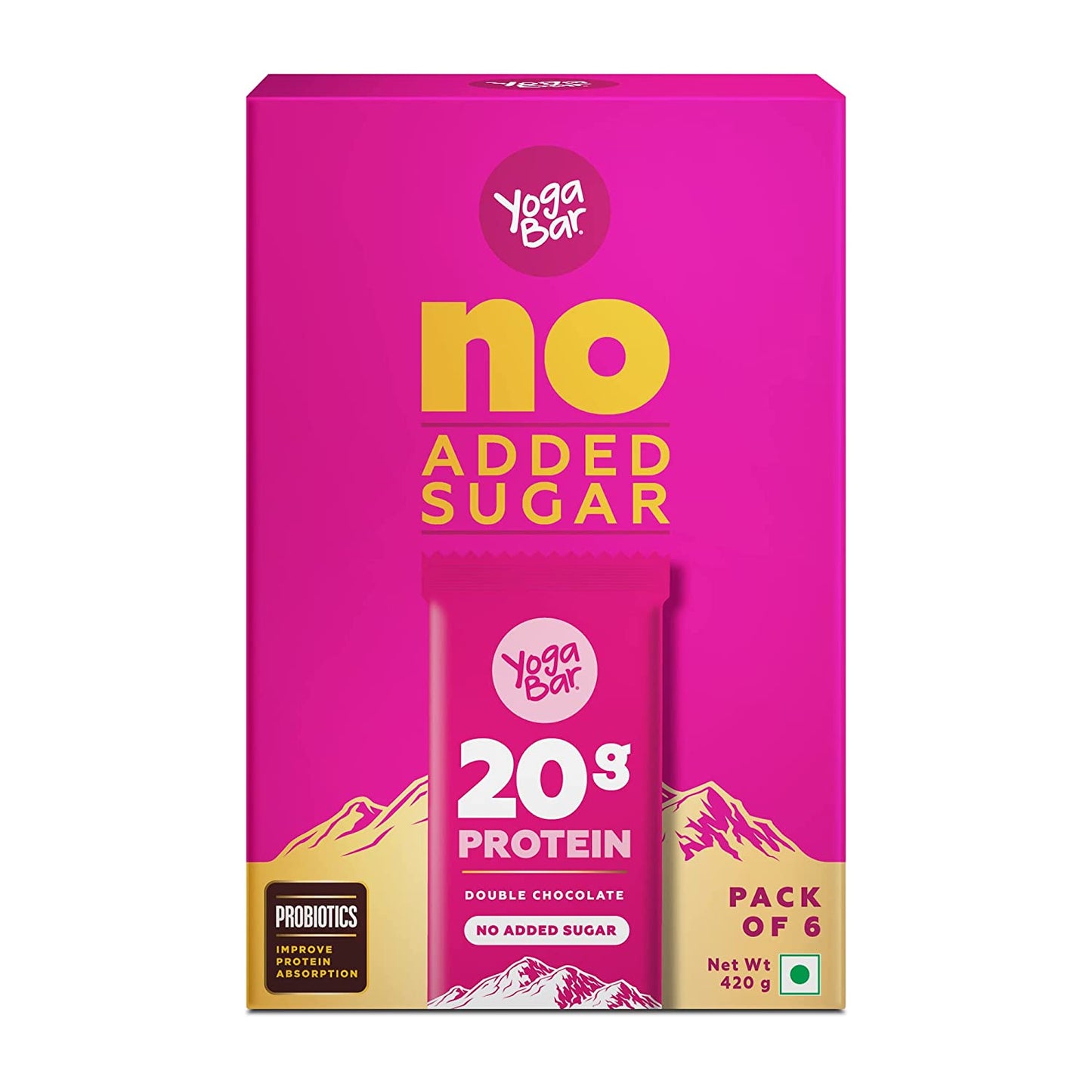 Yogabar No Added Sugar Double Chocolate Protein Bars | Pack of 2