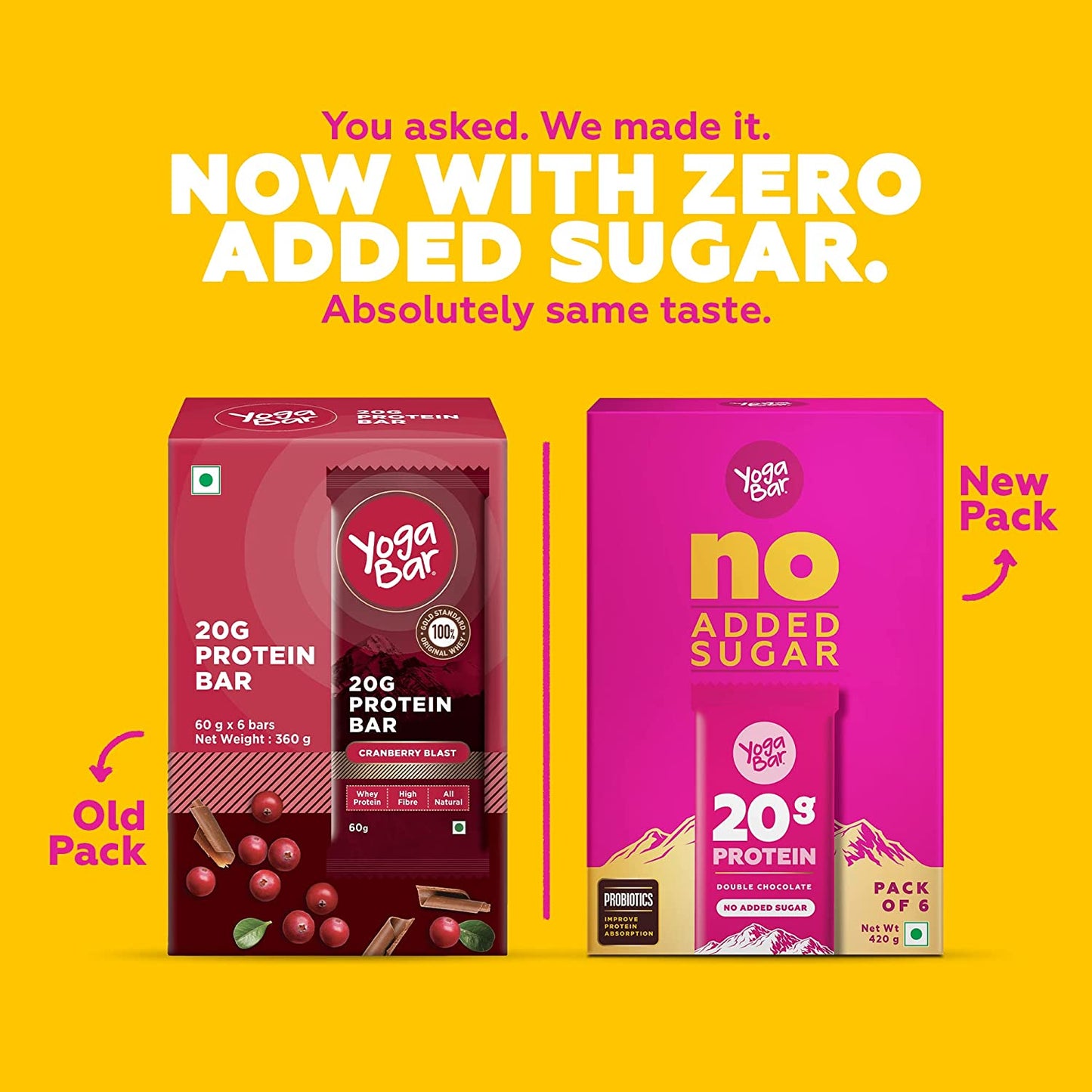 Yogabar No Added Sugar Double Chocolate Protein Bars | Pack of 2