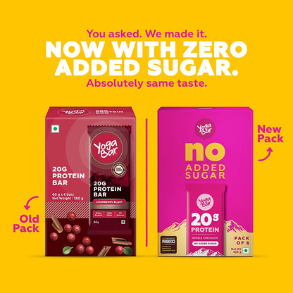 Yogabar No Added Sugar Double Chocolate Protein Bars | Pack of 2