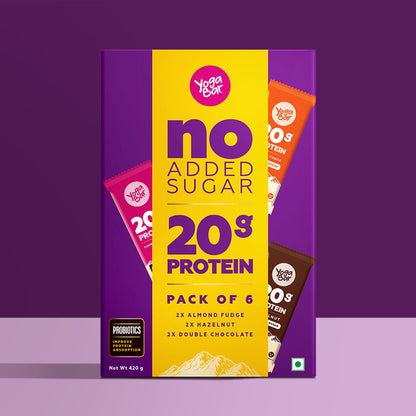 Yogabar Protein Bar Variety Box - 6X60G + Chocolate Brownie Protein Bar- 6X60 G