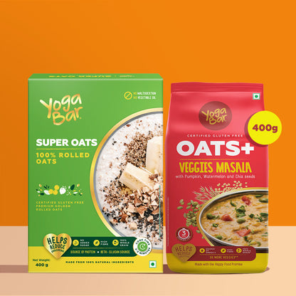 Combo of - 100% Rolled Oats & Veggie Masala Oats