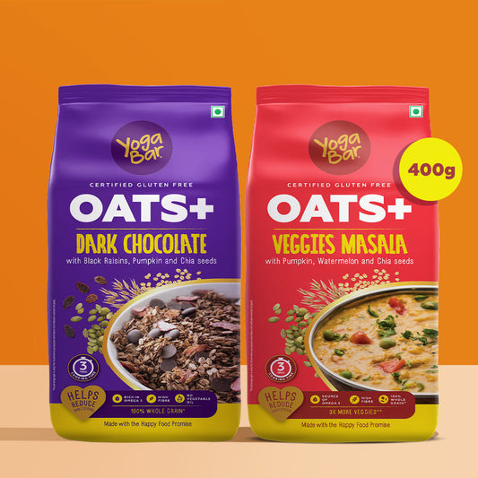 Combo of Dark Chocolate Oats & Veggie Masala Oats 400g x 2