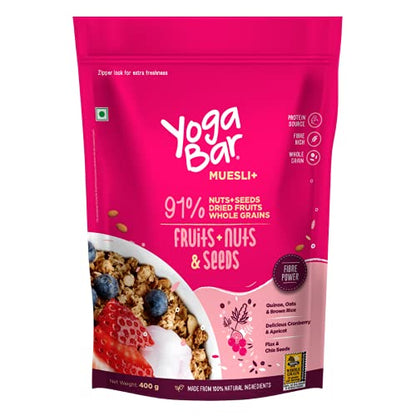 Combo of 2 - Dark Chocolate + Cranberries & Fruits Nuts & Seeds Wholegrain Muesli (2*400g)