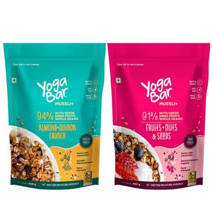 Combo of 2 (400g*2) Almond + Quinoa & Fruits, Nuts + Seeds Wholegrain Muesli