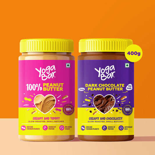 Combo of 100% Peanut Butter & Dark Chocolate Peanut Butter, 2X400g