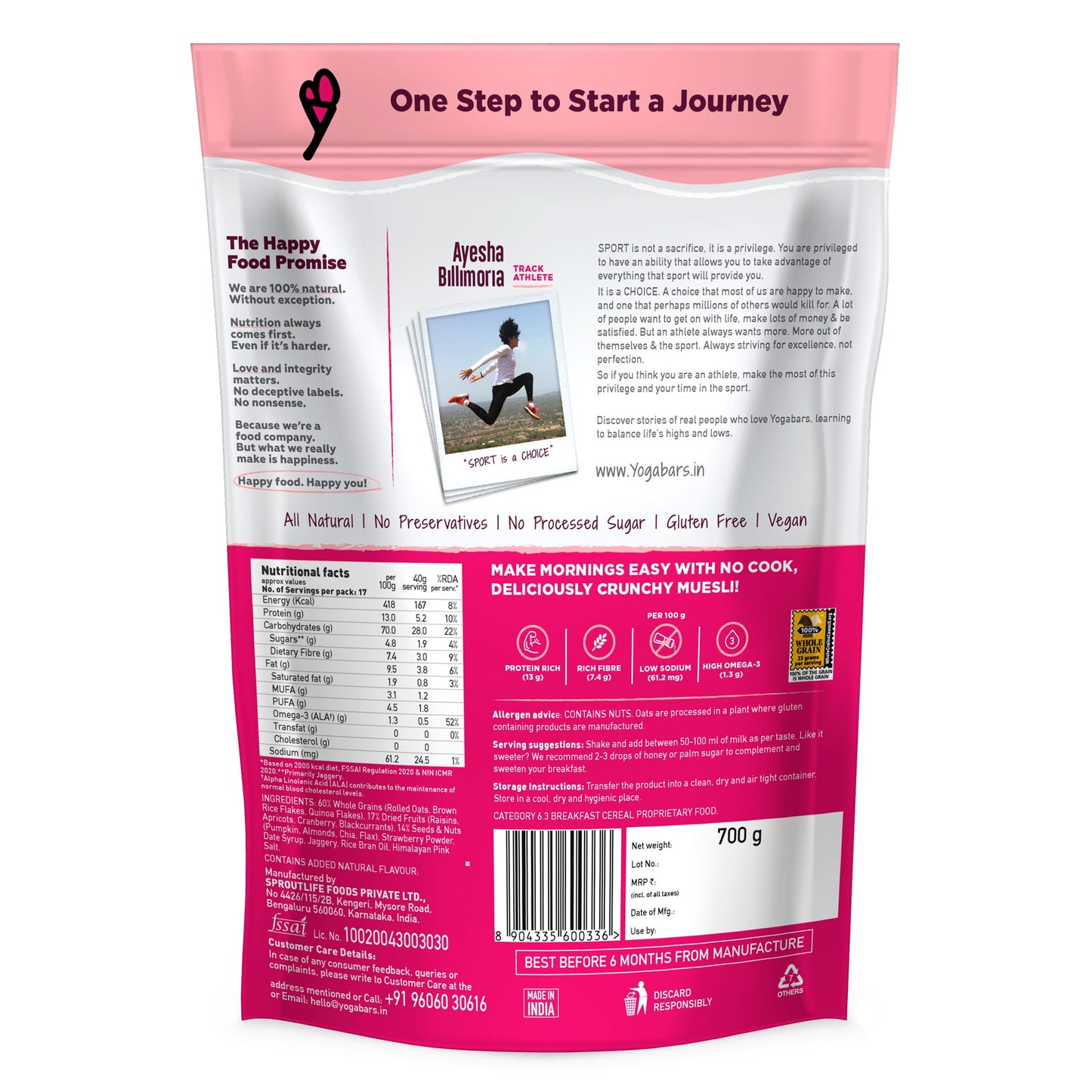 Fruits, Nuts + Seeds Wholegrain Muesli, 700g