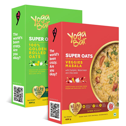 Combo of - 100% Rolled Oats & Veggie Masala Oats