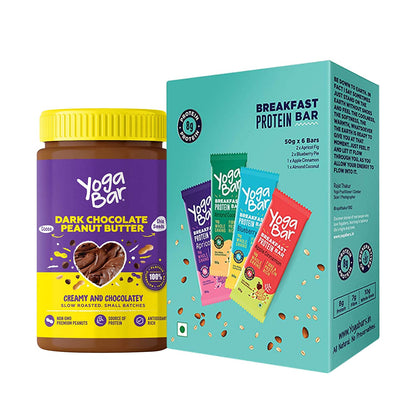 Combo of Dark Chocolate Peanut Butter - 400g + Assorted Breakfast Bars