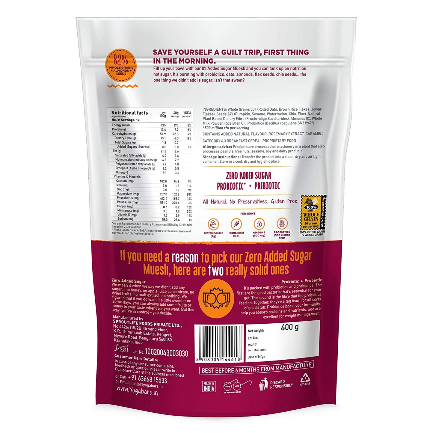 No Added Sugar Super Muesli, 400g