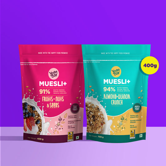 Combo of 2 (400g*2) Almond + Quinoa & Fruits, Nuts + Seeds Wholegrain Muesli