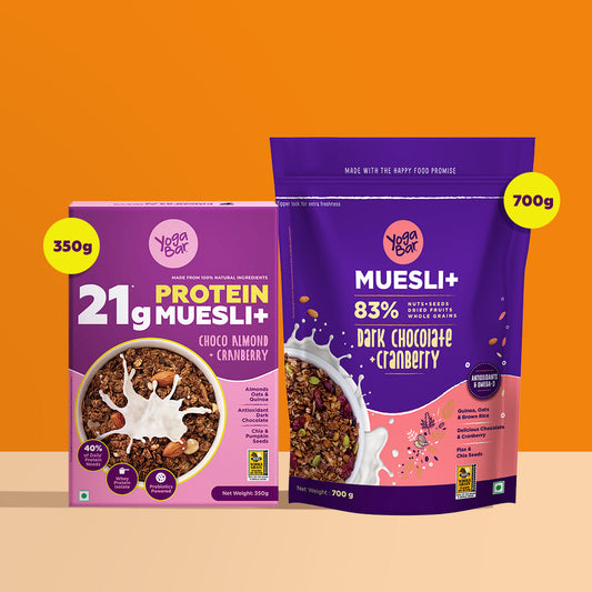 Combo of High Protein Muesli Choco Almond Cranberry & Dark Chocolate Muesli Cranberry