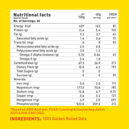 100% Rolled Oats - 1.2kg