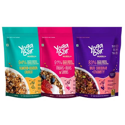 Muesli Variety Pack - (Dark Chocolate, Fruits Nuts + Seeds, Almond + Quinoa)