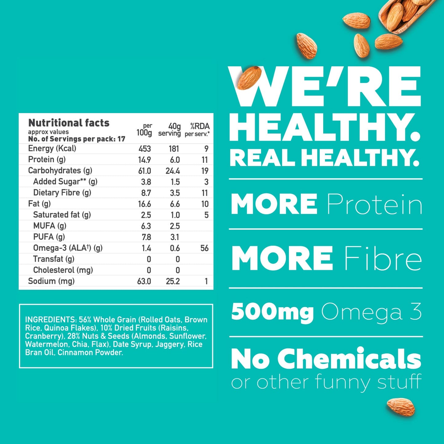 Combo of 2 - Almonds + Quinoa Wholegrain Muesli  - 2 X 400g