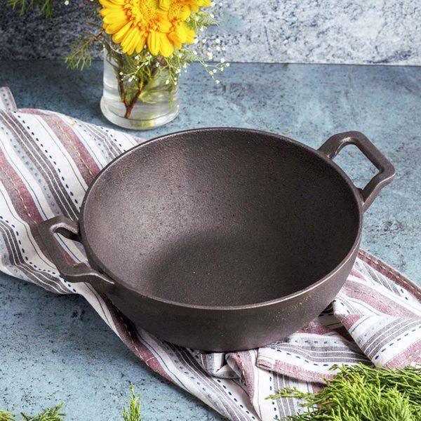 Cast Iron Deep Kadai - Induction Safe & Pre-seasoned