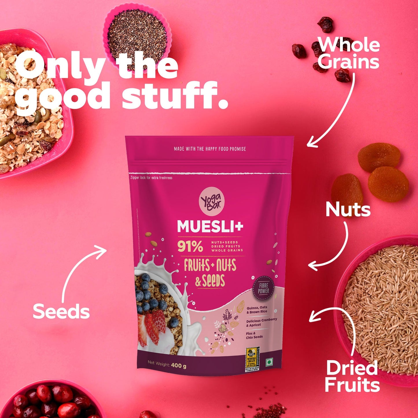 Fruits,  Nuts  +  Seeds Muesli,  400g