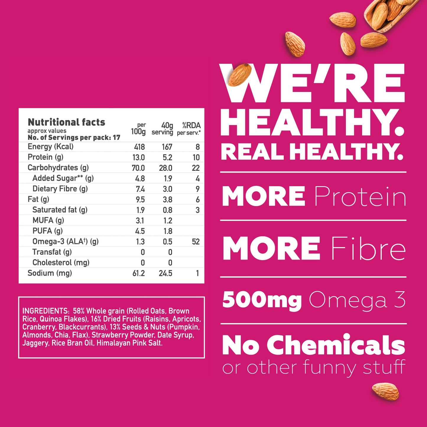 Fruits, Nuts + Seeds Wholegrain Muesli, 700g